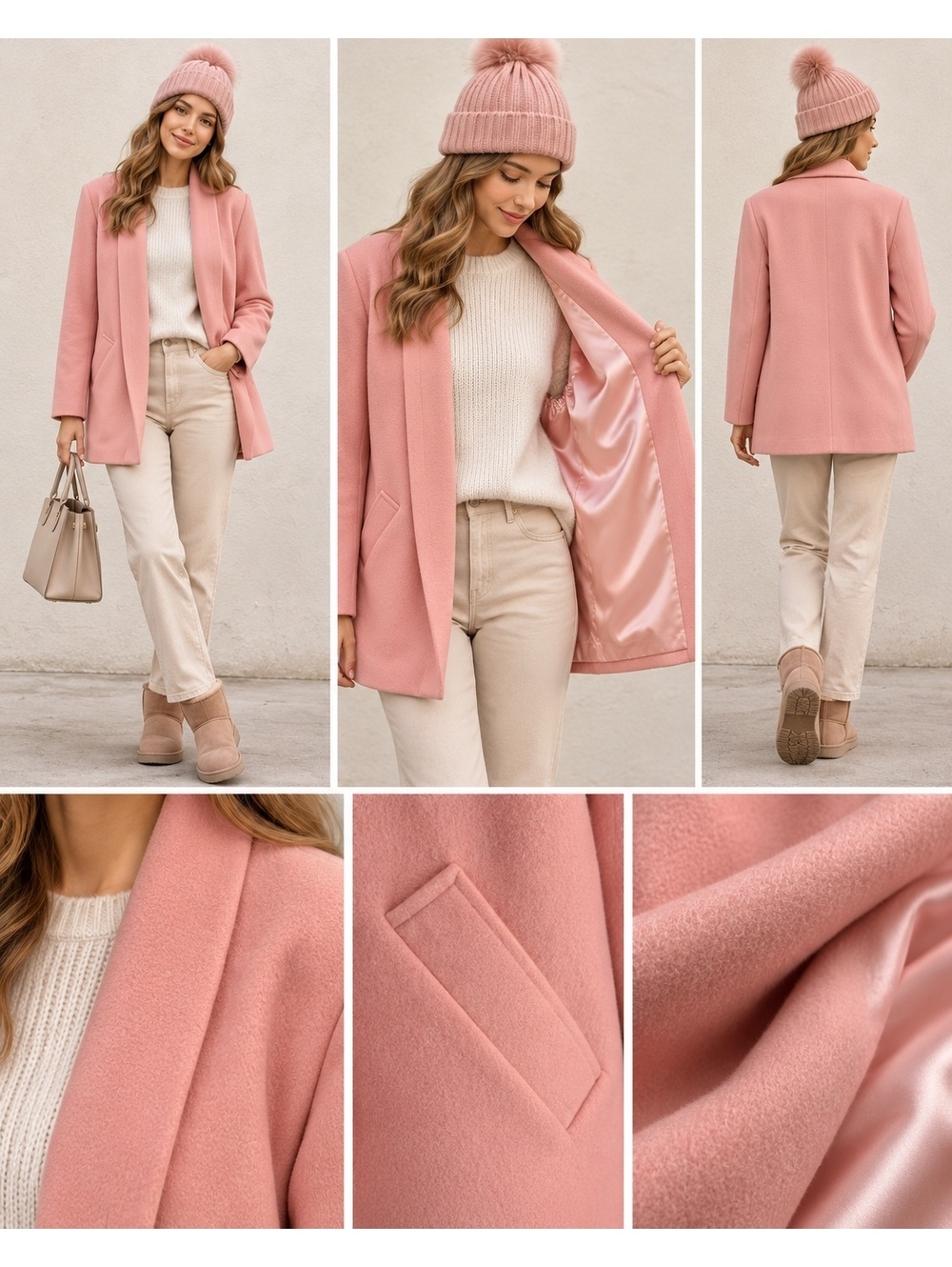 Vintage Elegant Fashions Women’s Pink Wool Blazer Coat Made in USA XL size